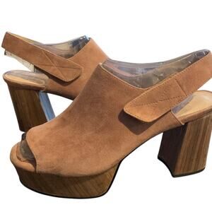 Sacha London Heels Women's Size 6 Dusty Rose Leather Slingbacks Block Platform